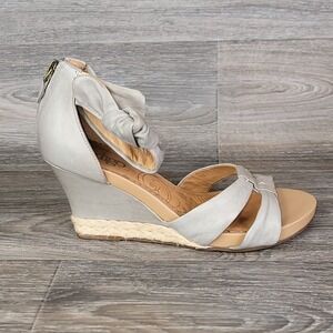 Clarks Indigo Sandals Womens 9.5 Leather Wedge Espadrille Tan Strappy Boho